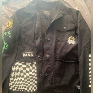Never worn black Vans coat with cute patch and designs